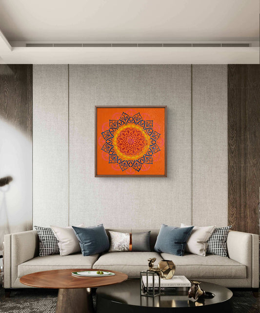 HAND PAINTED TEXTURED MANDALA ART - ORANGE - JAG Universal Collection 