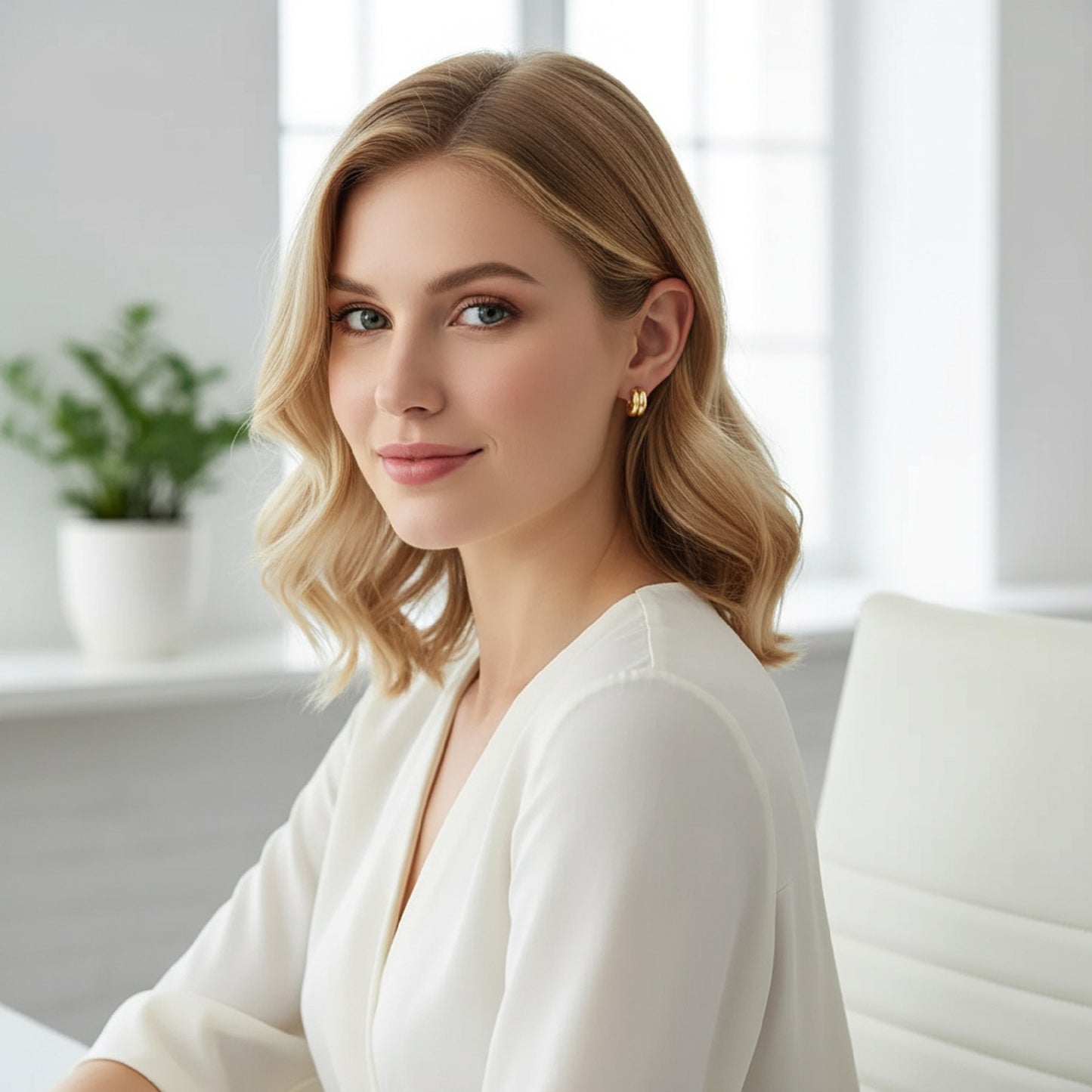 18K Gold PVD Stainless Steel Double Hoop Stud Huggie Earrings for Women – Non-Tarnish, Hypoallergenic, Everyday Luxury Jewelry