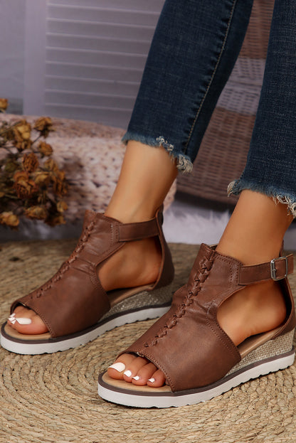 Cutout Buckle Strap Platform Slides Shoes