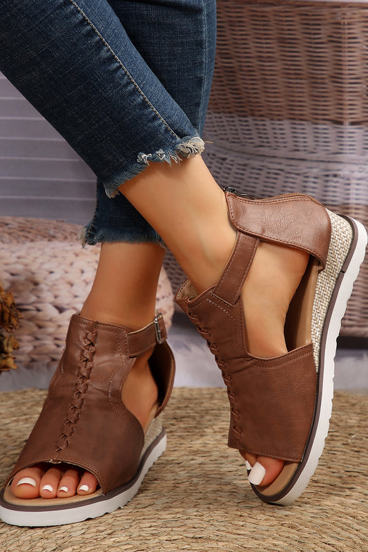 Cutout Buckle Strap Platform Slides Shoes