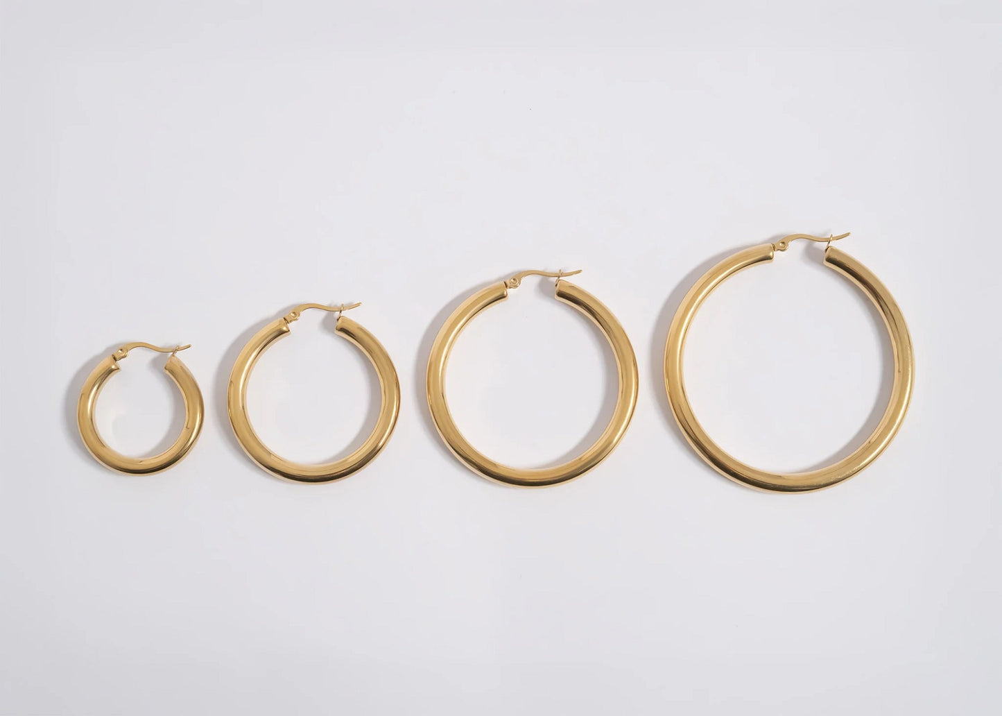 18K Gold PVD 316L Stainless Steel Hoop Earrings for Women – 50mm
