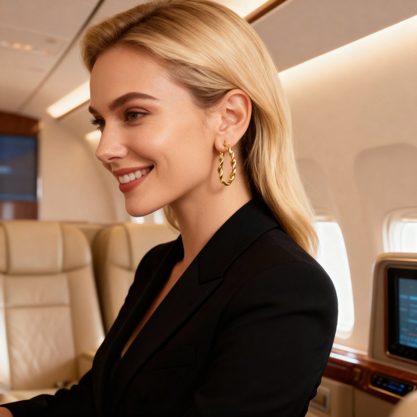 18K Gold PVD Stainless Steel Twist Hoop Earrings – Hypoallergenic, Tarnish-Free, Everyday Luxury (30mm / 40mm /50mm