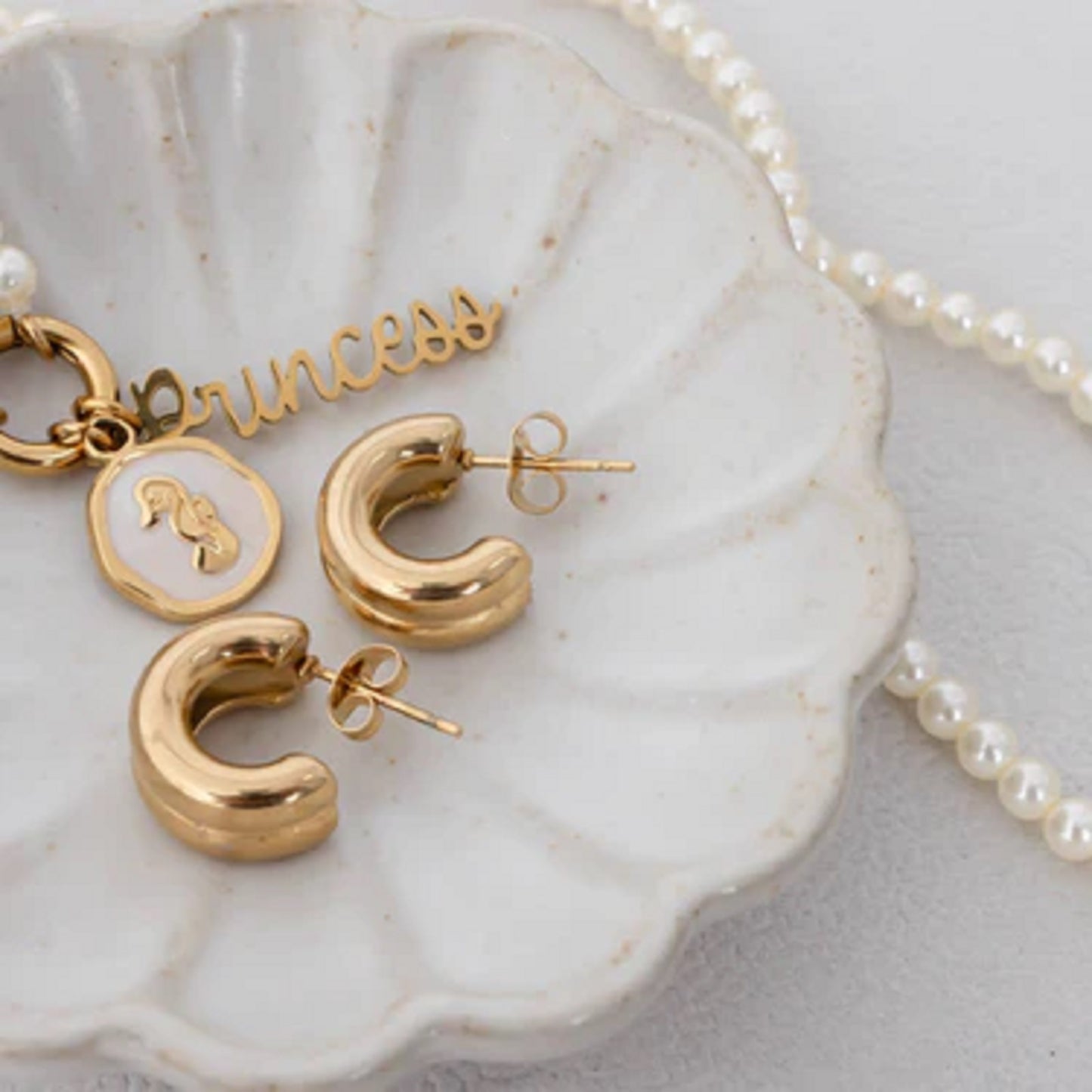 18K Gold PVD Stainless Steel Double Hoop Stud Huggie Earrings for Women – Non-Tarnish, Hypoallergenic, Everyday Luxury Jewelry