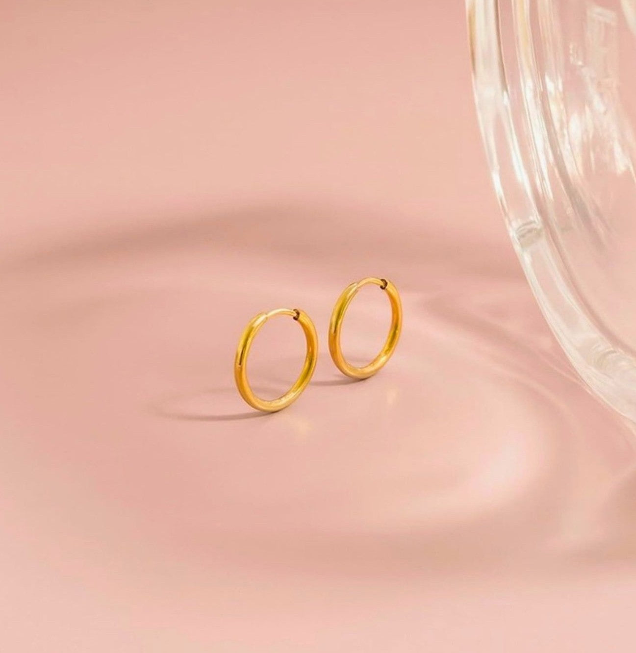 18K Gold PVD 316L Surgical Stainless Steel  Mini Huggie Hoop Earrings – 10mm Classic Everyday Hoops
