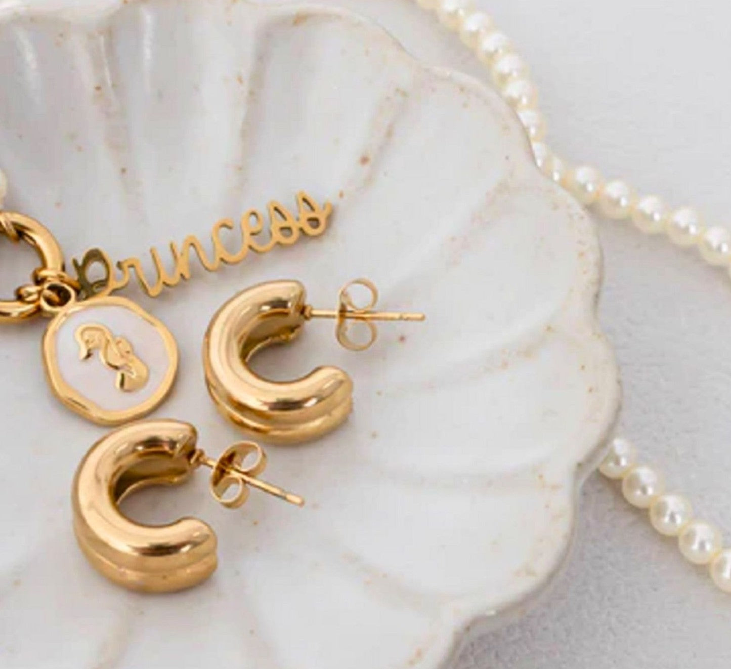 18K Gold PVD Stainless Steel Double Hoop Stud Huggie Earrings for Women – Non-Tarnish, Hypoallergenic, Everyday Luxury Jewelry