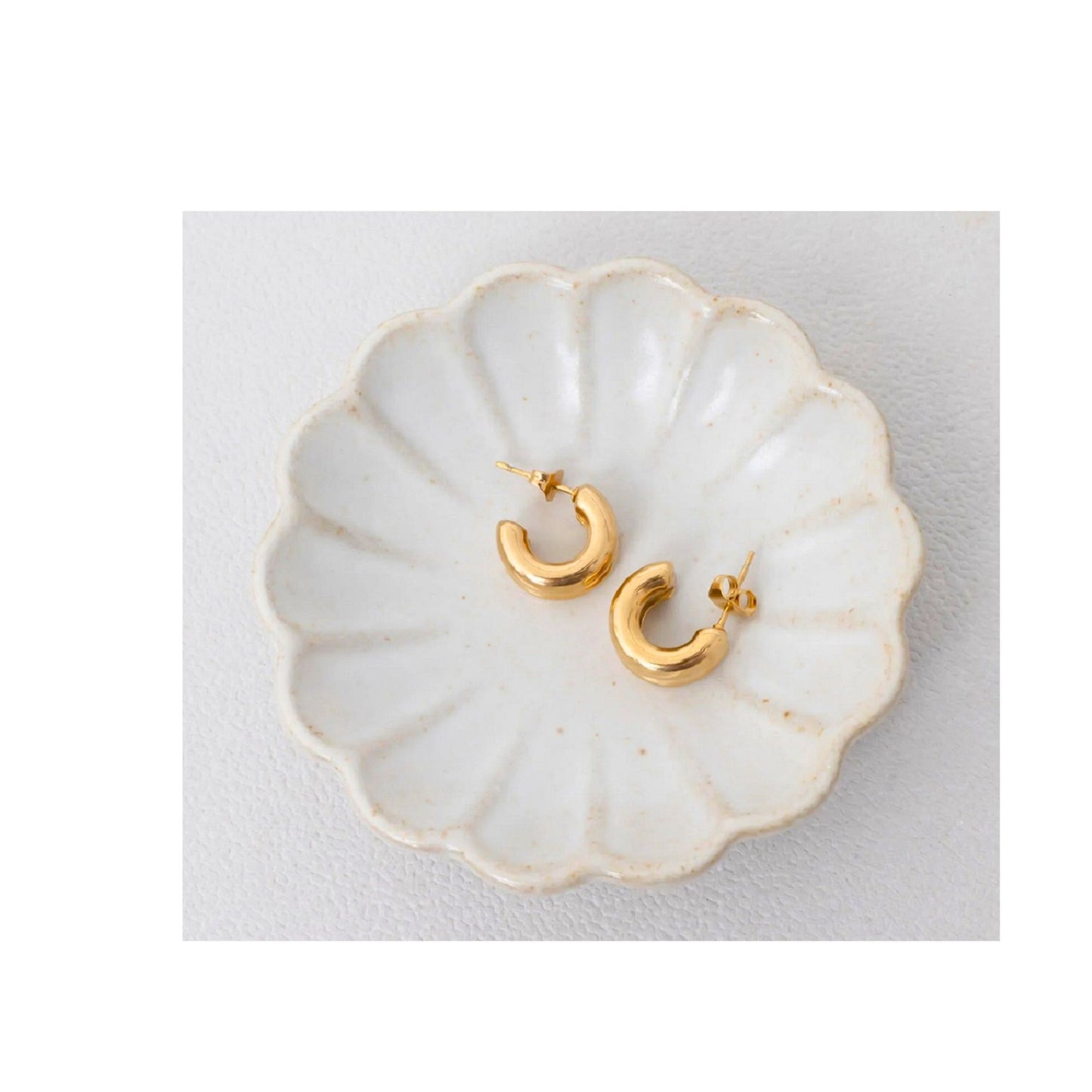 18K Gold PVD Stainless Steel Double Hoop Stud Huggie Earrings for Women – Non-Tarnish, Hypoallergenic, Everyday Luxury Jewelry