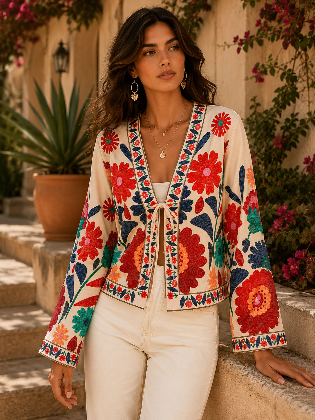 Artisan-inspired elegance meets bold floral expression.