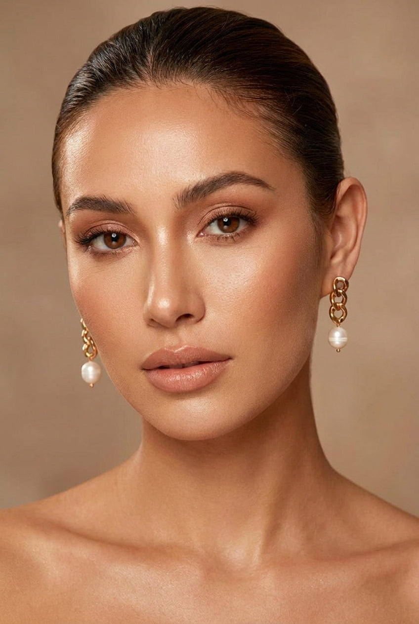 18K Gold-Plated Stainless Steel Freshwater Pearl Drop Earrings