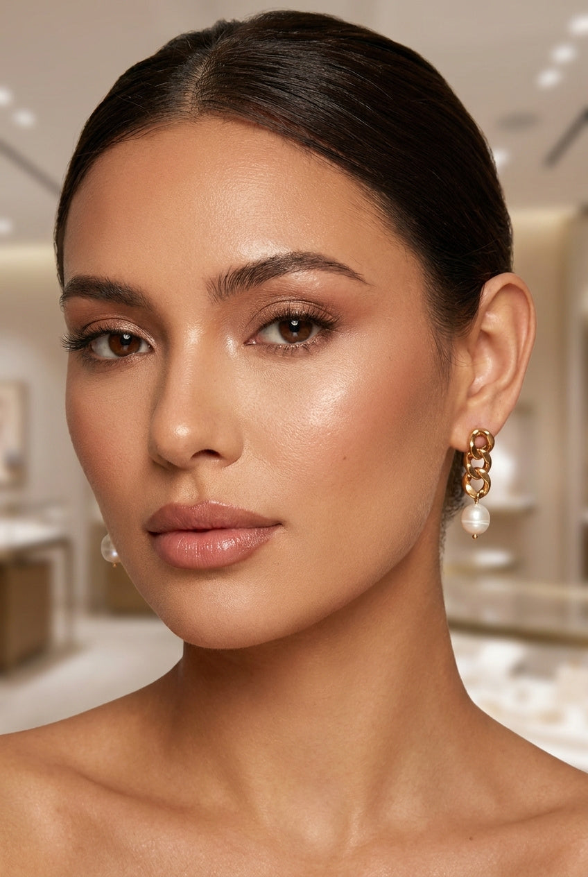 18K Gold-Plated Stainless Steel Freshwater Pearl Drop Earrings