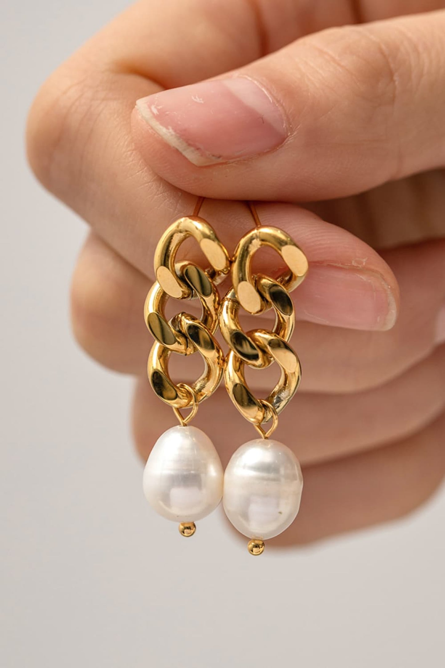 18K Gold-Plated Stainless Steel Freshwater Pearl Drop Earrings