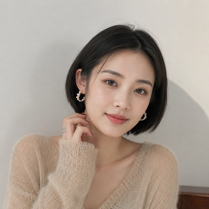 Gold Pearl Hoop Earrings for Women – Elegant Statement Stud Hoops