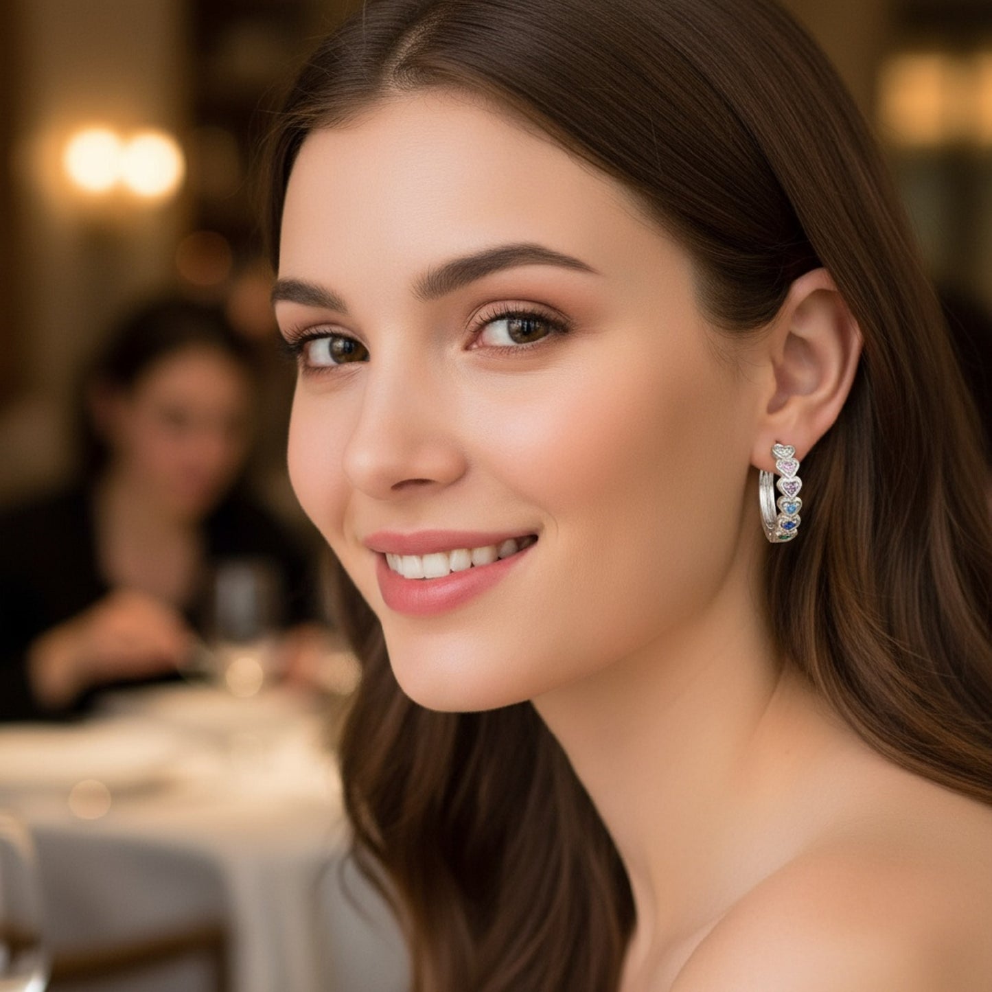 925 Sterling Silver Rainbow Heart Zircon Huggie Hoop Earrings for Women Girls – Colorful Small Hoop Earrings, Dainty Jewelry Gift