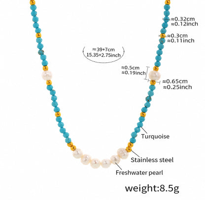 Coastal Turquoise & Freshwater Pearl Jewelry Collection | Necklace or Bracelet