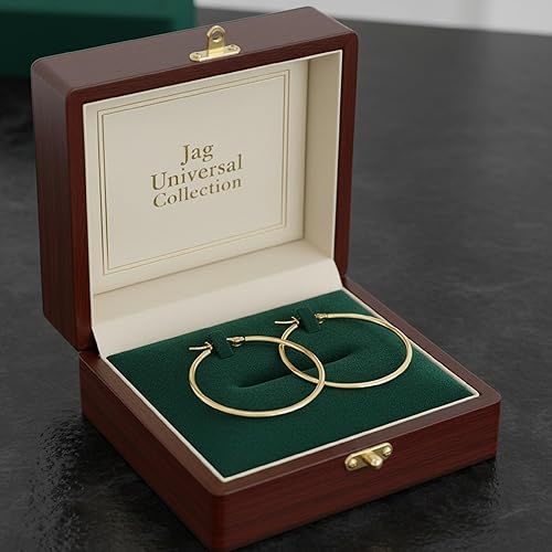 18K Gold PVD Hollow Hoop Earrings for Women, 316L Surgical Stainless Steel, Lightweight, Hypoallergenic, Tarnish-Resistant, 1mm Thin Tube, 25mm 30mm 40mm