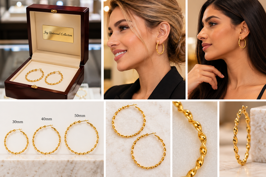 Made in the USA 18K Gold PVD 316L Surgical Stainless Steel Twist Hoop Earrings – Hypoallergenic, Tarnish-Free, Everyday Luxury (30mm / 40mm /50mm